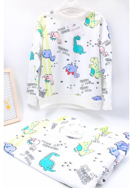 Sevimli Dinazor Desenli Uzun Kollu Erkek Çocuk Sweatshirt fırsatları