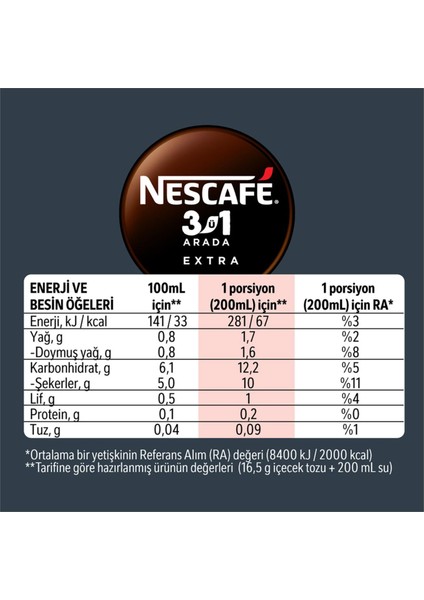 3ü1 Arada Extra Kahve 16,5 gr x 48 Adet
