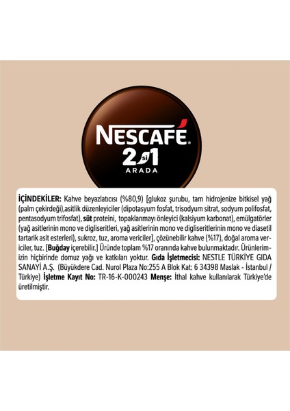 2si1 Arada Sütlü Kahve 10 gr x 56 Adet