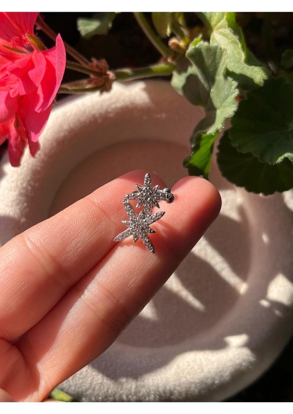Nature Çelik Zirkon Taşlı Yıldız Earcuff