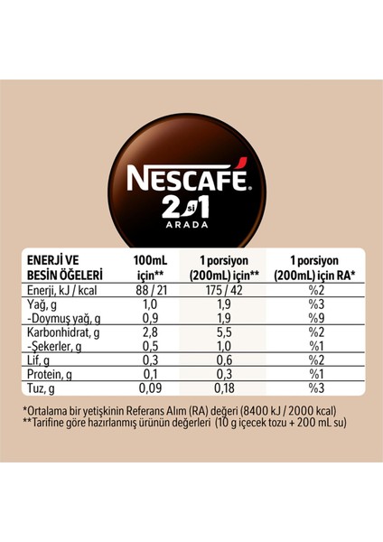 2si1 Arada Sütlü Kahve 10 gr x 10 Adet