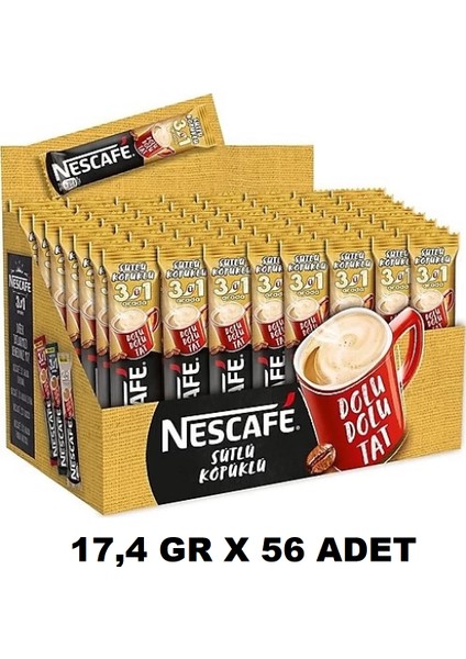 3ü1 Arada Sütlü Köpüklü Kahve 17,4 gr x 56 Adet