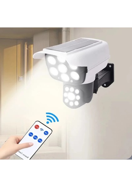 77 LED Güneş Enerjili Dış Mekan Aydınlatması Çift Sensörlü Kamera Görünümü 3 mod kumandalı