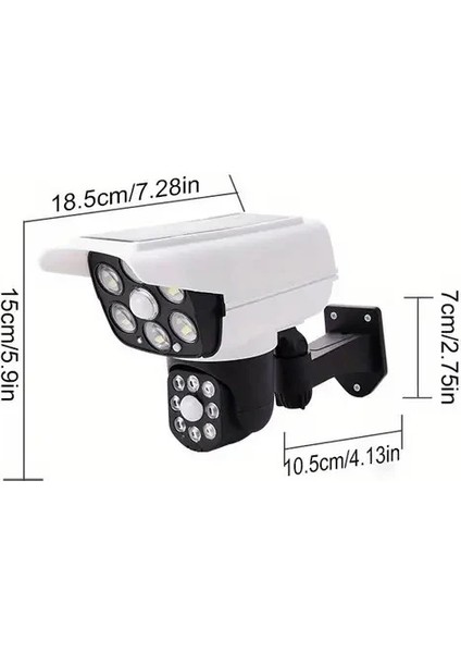 77 LED Güneş Enerjili Dış Mekan Aydınlatması Çift Sensörlü Kamera Görünümü 3 mod kumandalı