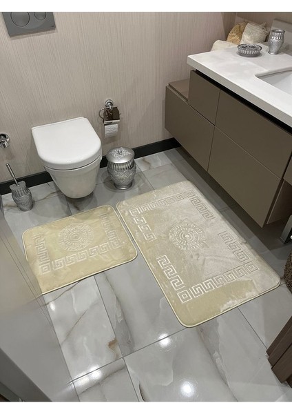 Yıkanabilir Kaymaz Taban 60 x 100 50 x 60 2'li Banyo Paspası Klozet Takımı