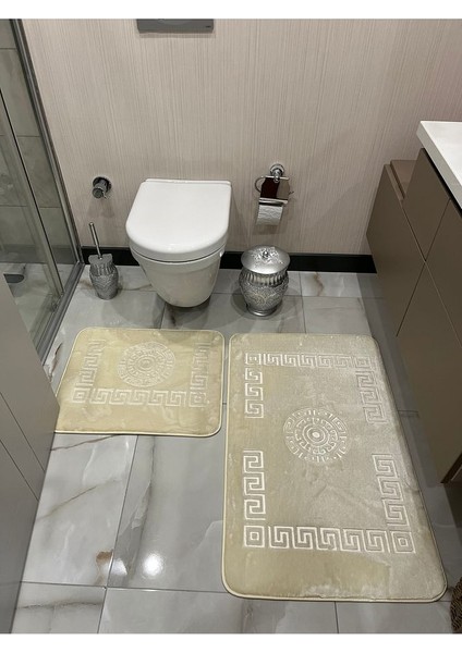 Yıkanabilir Kaymaz Taban 60 x 100 50 x 60 2'li Banyo Paspası Klozet Takımı