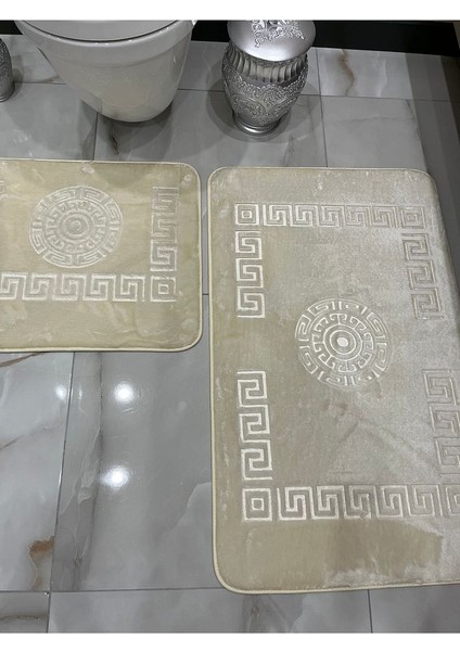 Yıkanabilir Kaymaz Taban 60 x 100 50 x 60 2'li Banyo Paspası Klozet Takımı