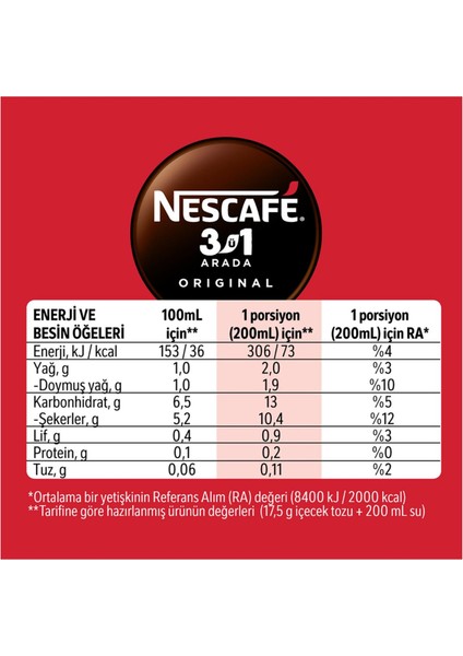 3ü1 Arada Orijinal Kahve 17,5 gr x 10 Adet
