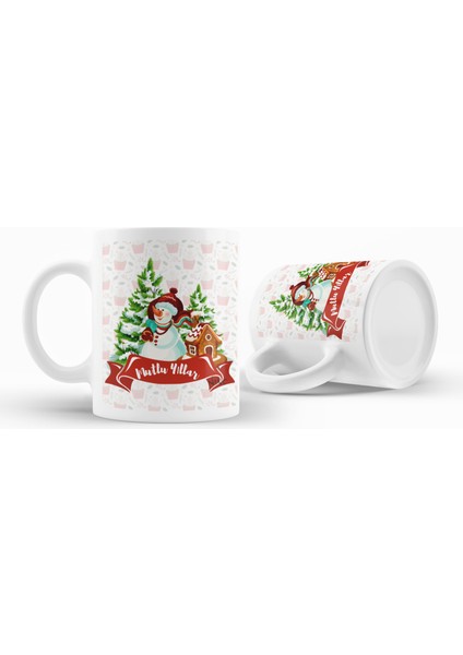Mutlu Yıllar Yazılı Kardan Adam Yılbaşı, Christmas Hediyelik Baskılı Kupa Bardak fiyatları