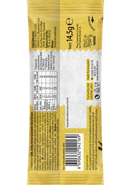 Vanılla Latte Sütlü Vanilya Aromalı 14,5 gr x 24 Adet