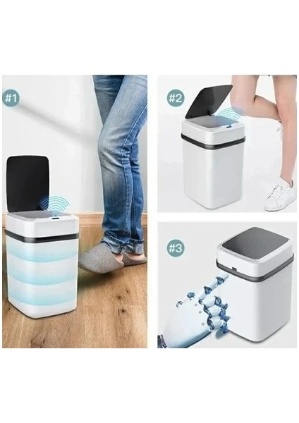Naturalcharm 12 - 14 Lt Kapasiteli Akıllı Çöp Tenekesi Otomatik Indüksiyon Su Geçirmez Çöp Kovası