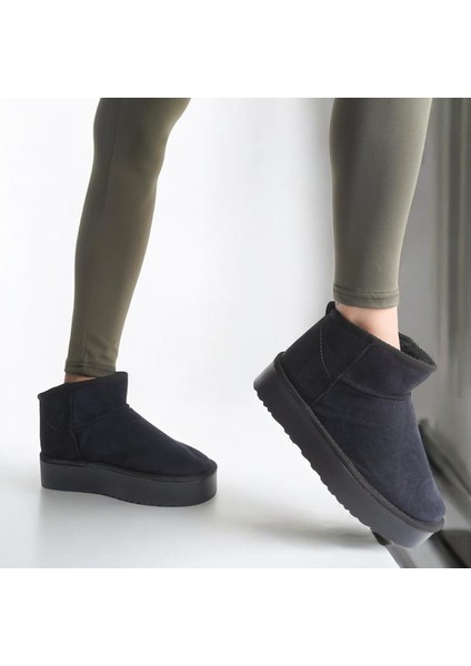 290A Günlük Kadın Bot Süet Içi Kürklü Yüksek Kalın Taban Kışlık Bot & Bootie Kalın Taban