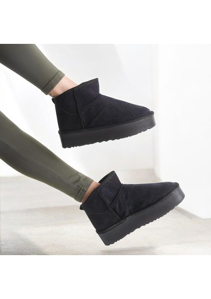 290A Günlük Kadın Bot Süet Içi Kürklü Yüksek Kalın Taban Kışlık Bot & Bootie Kalın Taban fırsatları