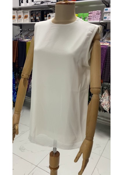 Efraze Sıfır Kollu Önü Şifon Penye Içlik Body Bluz Tunik 869 1283