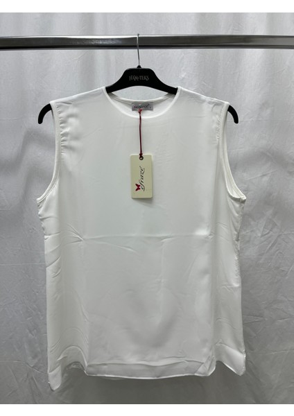 Efraze Sıfır Kollu Önü Şifon Penye Içlik Body Bluz Tunik 869 1283