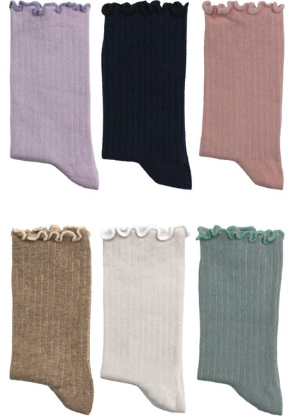 Kardeşler Çorap Kadın Çok Renkli Pamuklu Soket Çorap 6'lı Paket