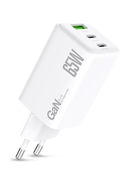 Hi65 Compact Super Fast Cold 65W Gan Seyahat Şarj Aleti 2 USB C + USB A USB C2- USB A