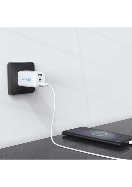 Hi65 Compact Super Fast Cold 65W Gan Seyahat Şarj Aleti 2 USB C + USB A USB C2- USB A