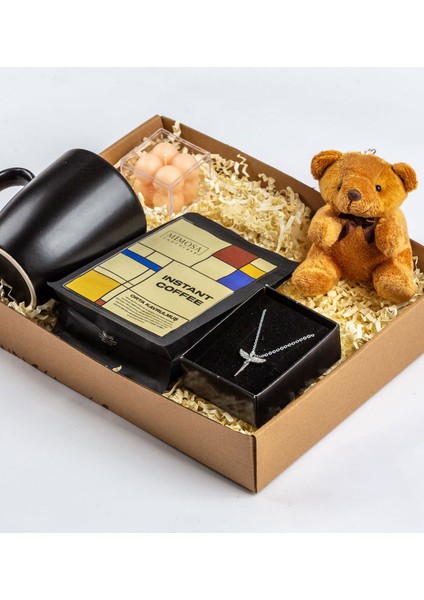 Ayıcık Anahtarlık- Melek Kolye- Siyah Kupa- Mimosa Instant Kahve 50 Gr- Bubble Mum Hediye Seti fiyatları