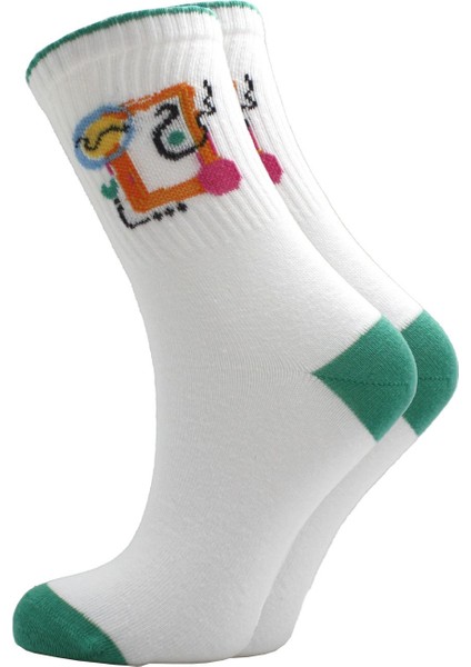 Kadın Çok Renkli Pamuklu Desenli Soket Çorap 3'lü Paket modelleri