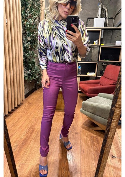 Imza Saten Tafta Pantolon Mor fiyatları