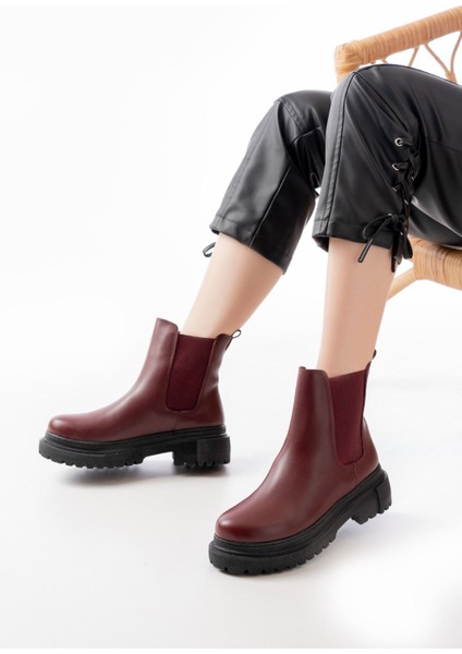 Bordo Lastikli Günlük Kadın Bot fiyatları