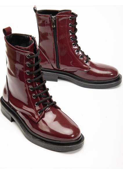 Bordo Rugan Bağcıklı Fermuarlı Günlük Kadın Bot fiyatları