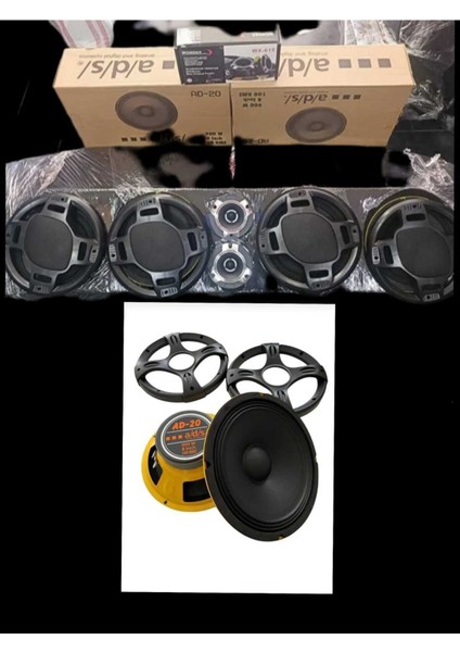 20CM Midrange Seti 4 Adet 2 Adet Tweeter 1 mt Üniversal Pantizot Hepsi Dahil modelleri