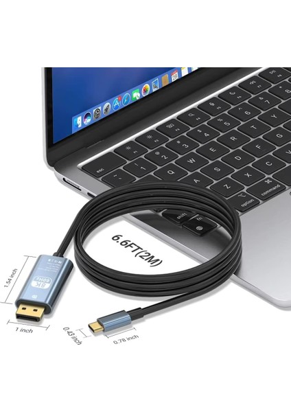 Type C To Displayport Kablo 2 Metre 8k-60hz 4K-120 Hz Thunderbolt 3 Uyumluluğu ZR858 fiyatları