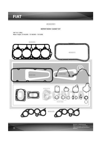 40302001 Motor Takım Contası Murat 131 1.2 5880248