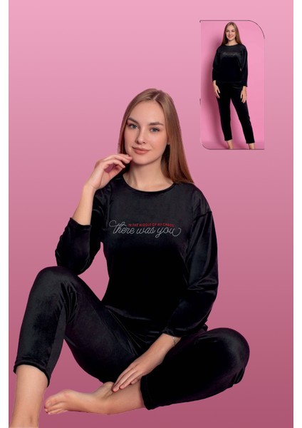 Kadife Kadın Pijama Takımı 25500-94 Siyah fiyatları