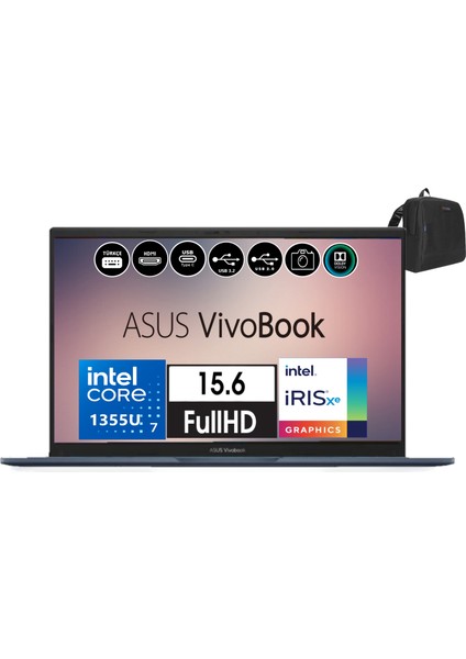 Vivobook 15 WEBX1504VA-NJ413 Intel I7-1355U 40GB 256GB SSD WINDOWS11PRO 15.6 Fhd Taşınabilir Bilgisayar WX1504VANJ413W21+ZETTAÇANTA