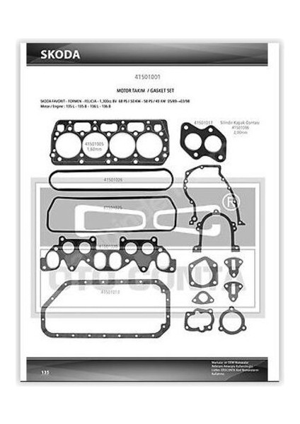 41501001 Motor Takım Contası Favorit