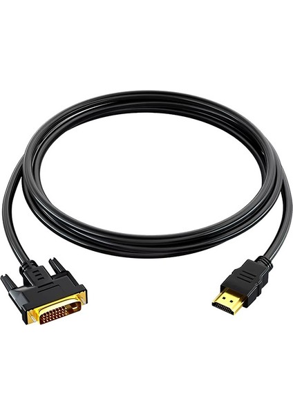 3 Metre HDMI To DVI 24+1 DVI To HDMI Kablo Altın Uçlu Hdmı-Dvı Kablosu Erkek Tv Hd Pc Projektör Ps4/3 Cabble