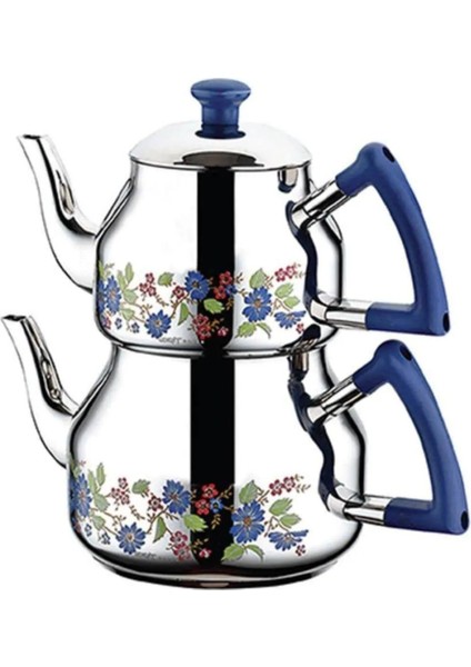 K-317 Marmaris Desenli Orta Çaydanlık Mavi