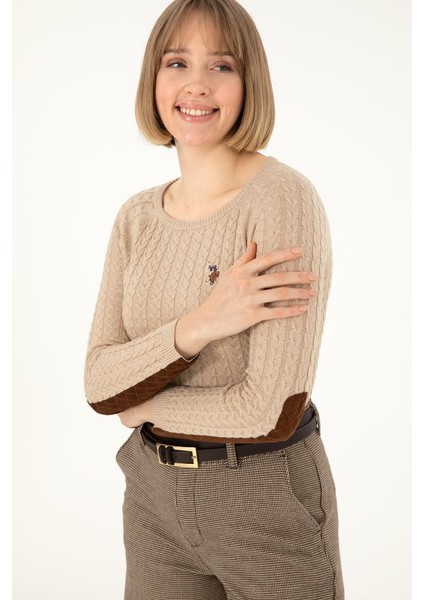 %100 Pamuk Kadın Örgülü Kazak