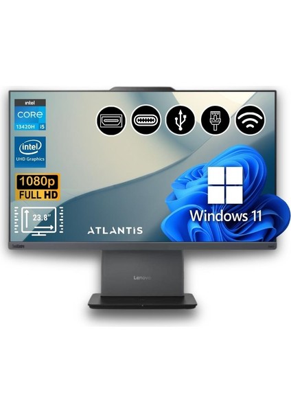 Thinkcentre Neo 50A 24 Gen 5 I5-13420H 40GB 256GB M.2 SSD 12SC000QTR ATL36 23.8" W11PRO All In One Bilgisayar