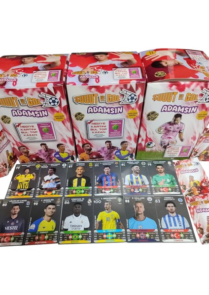 2025 Futbolcu Kartları Şut ve Gol 50 Paket 100 Kart Yeni Oyun Kağıtları Joker Kartı Bul Hediyeyi Kazan