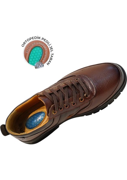 Hakiki Deri Bağcıklı Erkek Kahverengi Ayakkabı Topuk jelli tabanlık modelleri