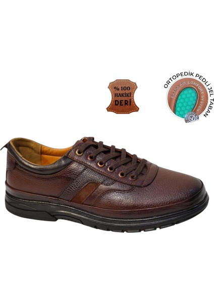 Hakiki Deri Bağcıklı Erkek Kahverengi Ayakkabı Topuk jelli tabanlık indirimleri