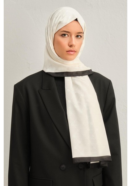 Trend Monogram Şal - 2 - Krem Siyah 159