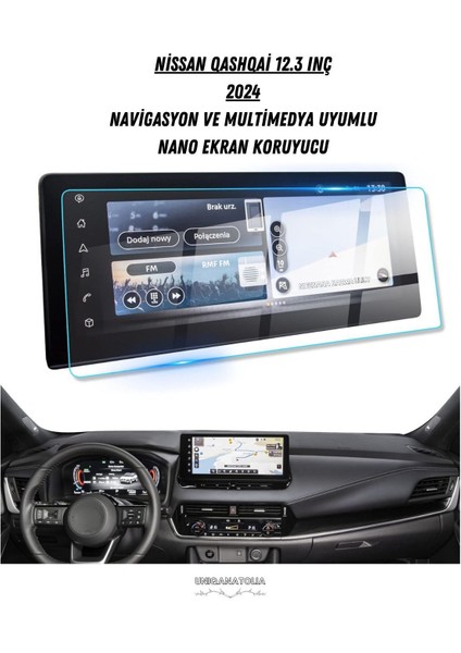 Nissan Qashqai 12.3 Inç 2024 Navigasyon ve Multimedya Uyumlu Nano Ekran Koruyucu