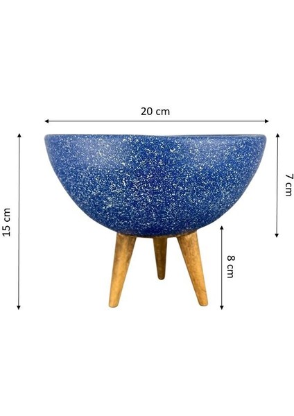 Ev Dekorasyon Lacivert Granit Aranjman Sunumluk Toprak Saksı 3 Ayaklı 20 Cm Çap indirimleri