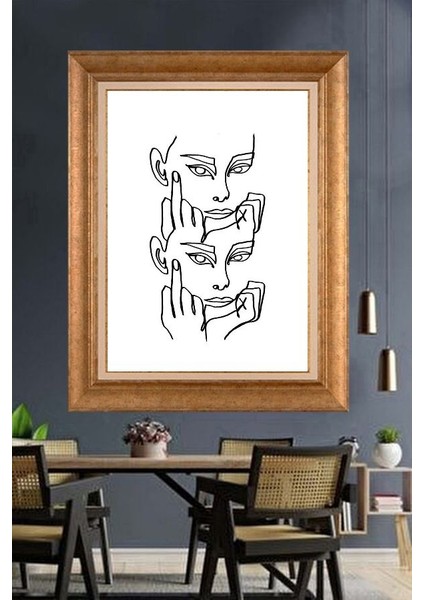 Altın Çerçeveli Paspartulu Tablo N1573