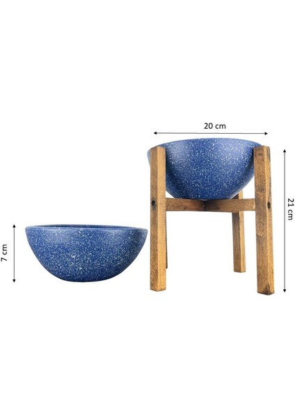 Ev Dekorasyon Lacivert Granit Aranjman Sunumluk Toprak Saksı Ayaksız Ve 4 Ayaklı İkili Set 20 Cm Çap fiyatları