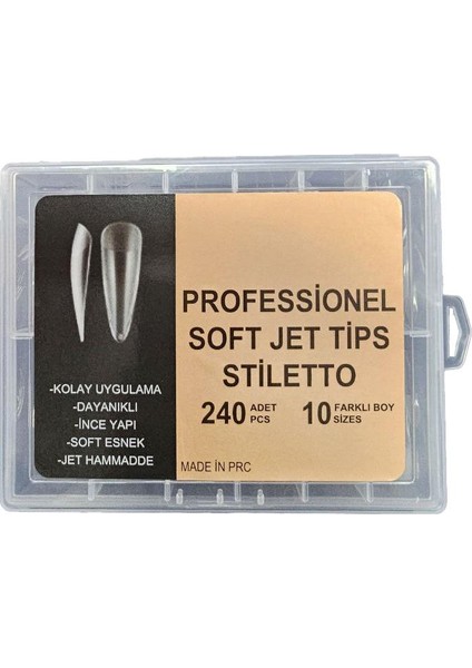 Yeni Nesil Protez Tırnak Jel Tips Soft Gel Tips Stiletto 240 Adet