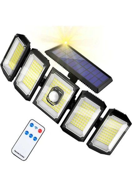 Güneş Enerjili Hareket Sensörlü 300 LED Aydınlatma Dış Mekan Kablolu 3 Farklı mod-Kumandalı