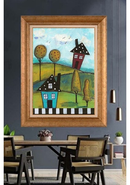 Altın Çerçeveli Paspartulu Tablo N2140