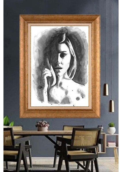 Altın Çerçeveli Paspartulu Tablo N369