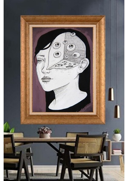 Altın Çerçeveli Paspartulu Tablo N1562